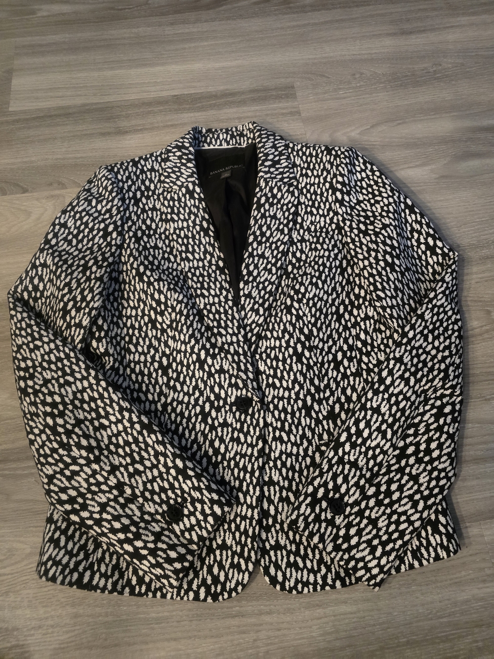 Banana Republic Black and White Printed Blazer
